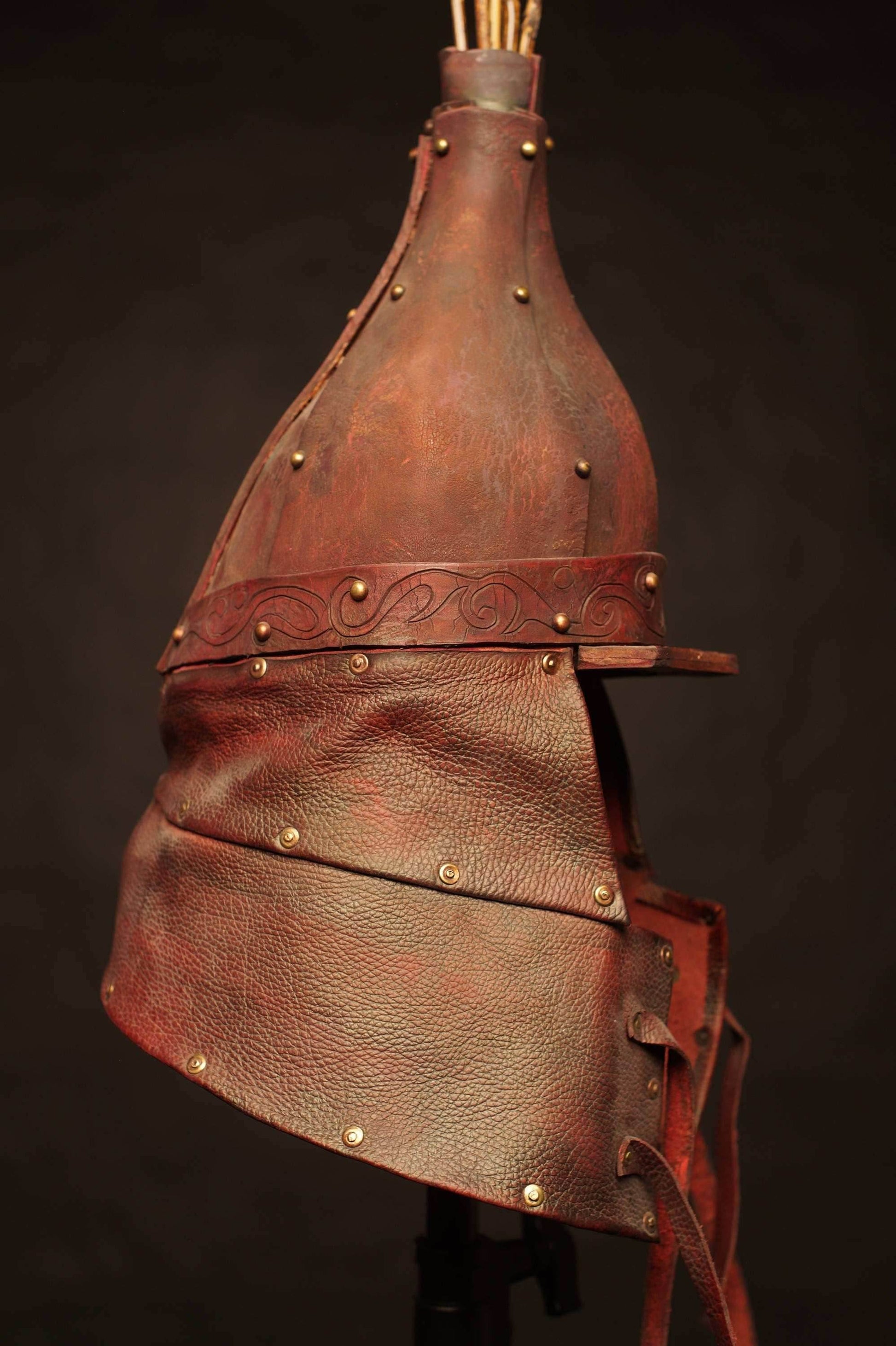 Medieval battle leather helmet - S / helmet #1