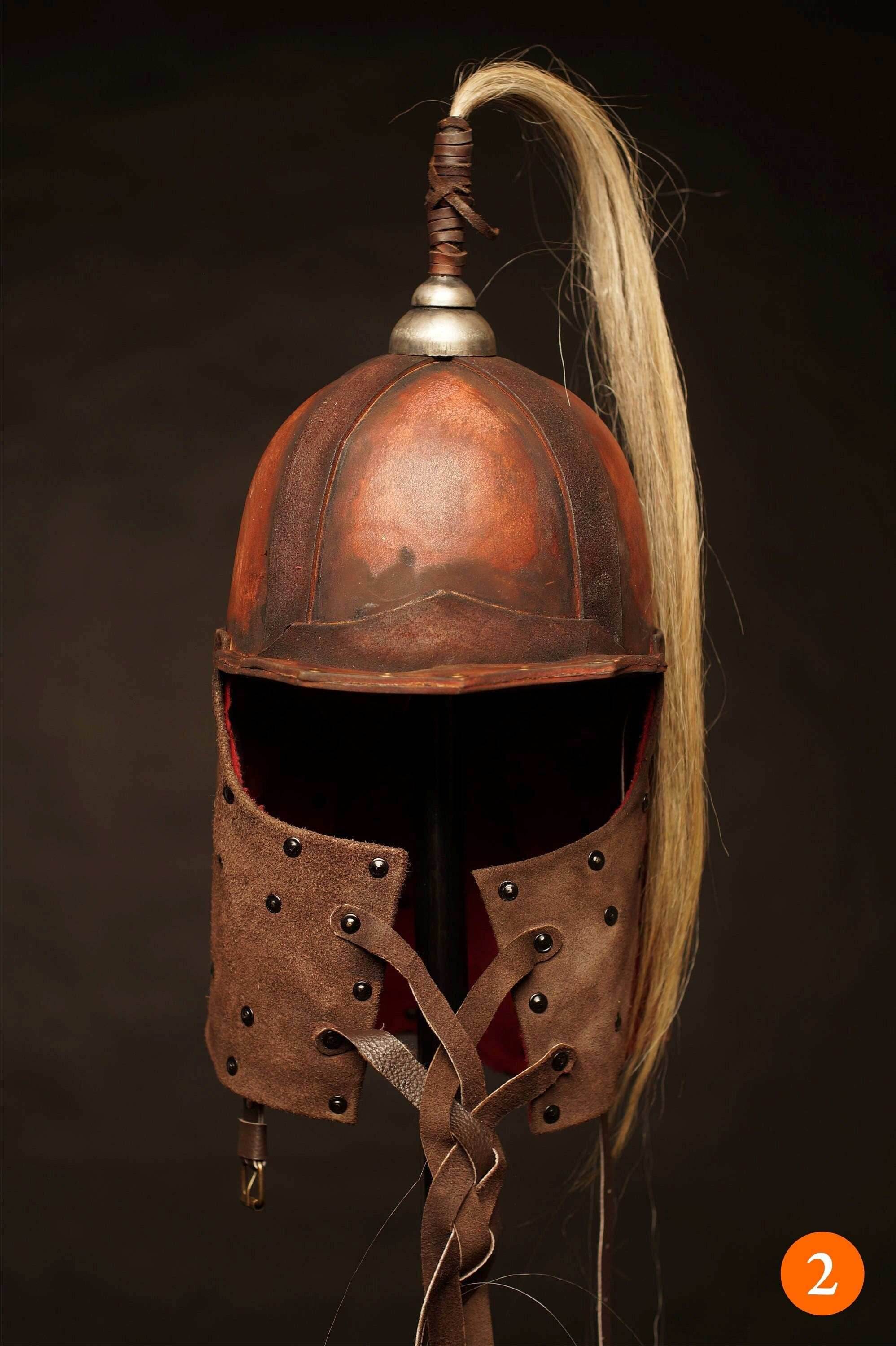 Medieval battle leather helmet - S / helmet #1