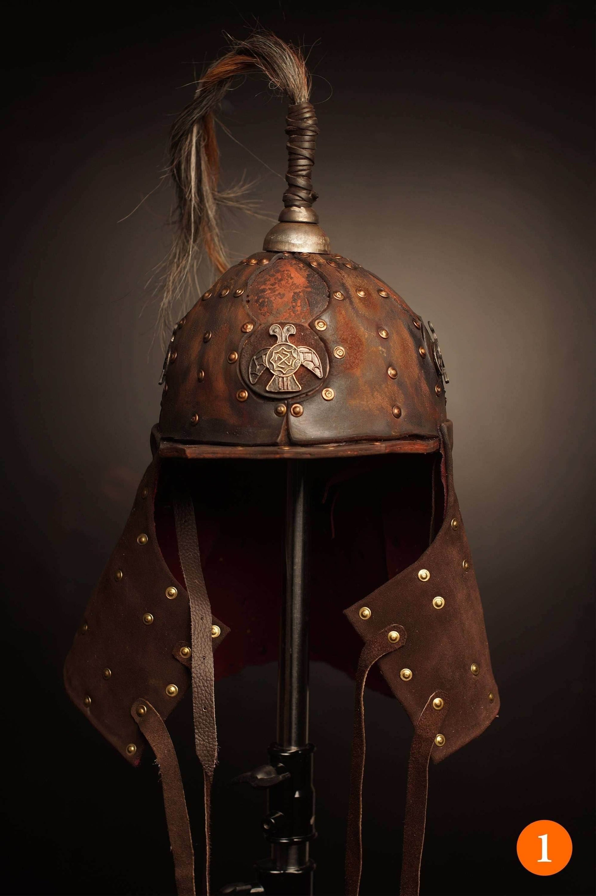 Medieval battle leather helmet - S / helmet #1