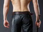 Medieval viking leather belt - Brown