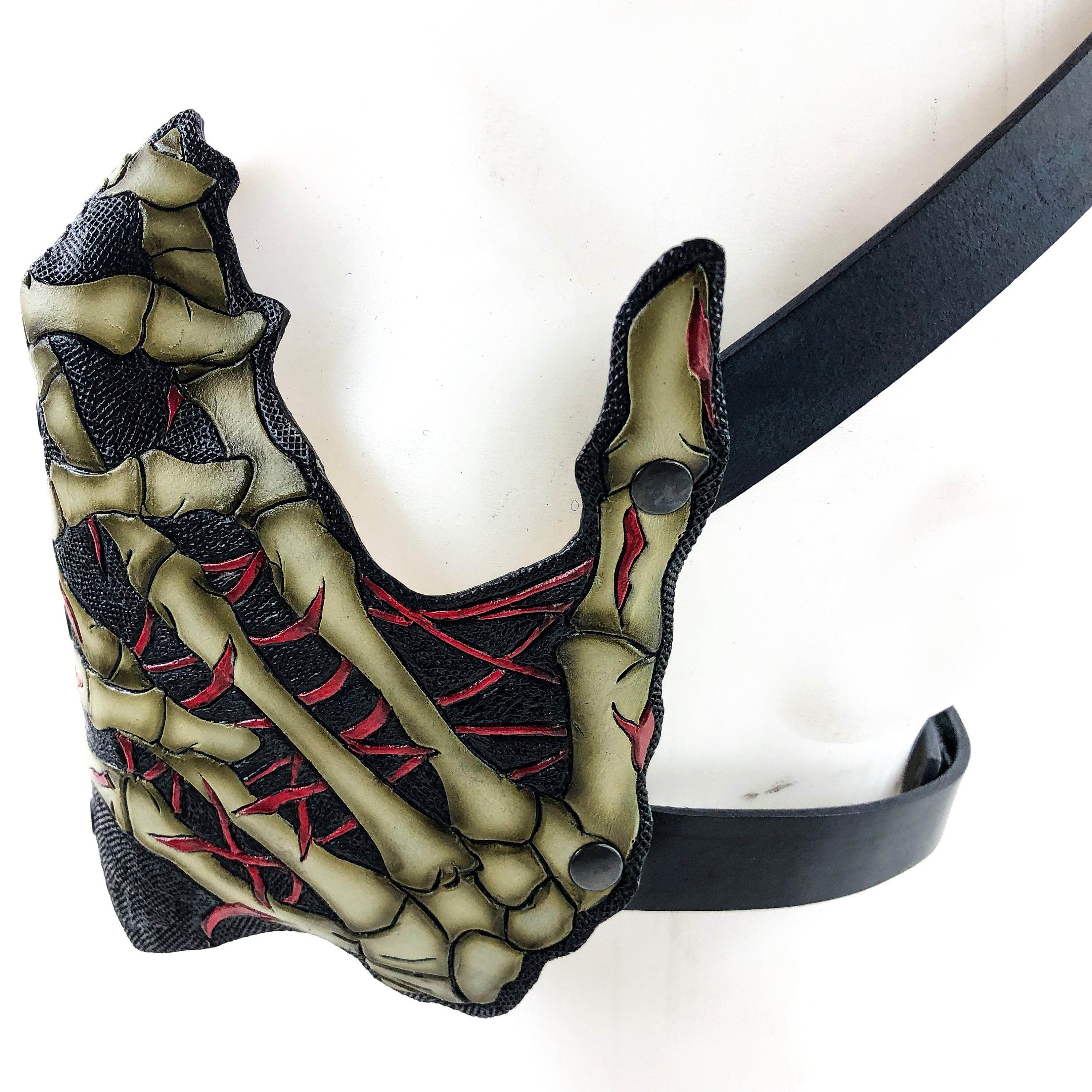 Handcrafted Genuine Leather Skeleton Hand Mask - 