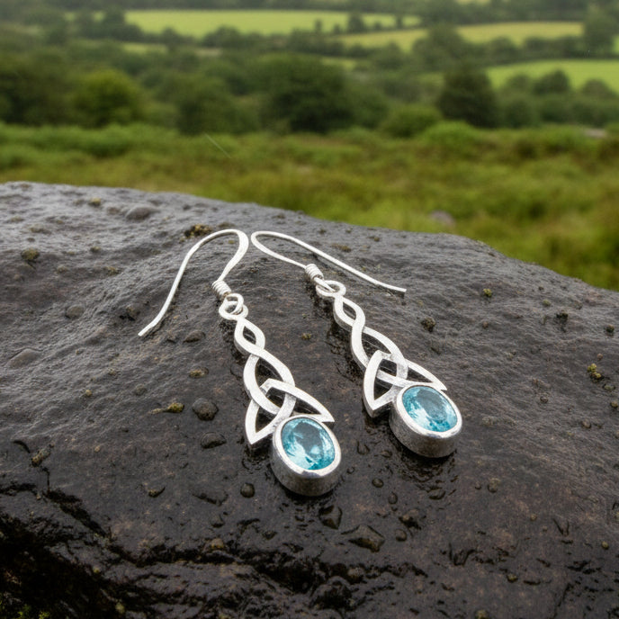 Celtic Trinity Knot Crystal Earrings