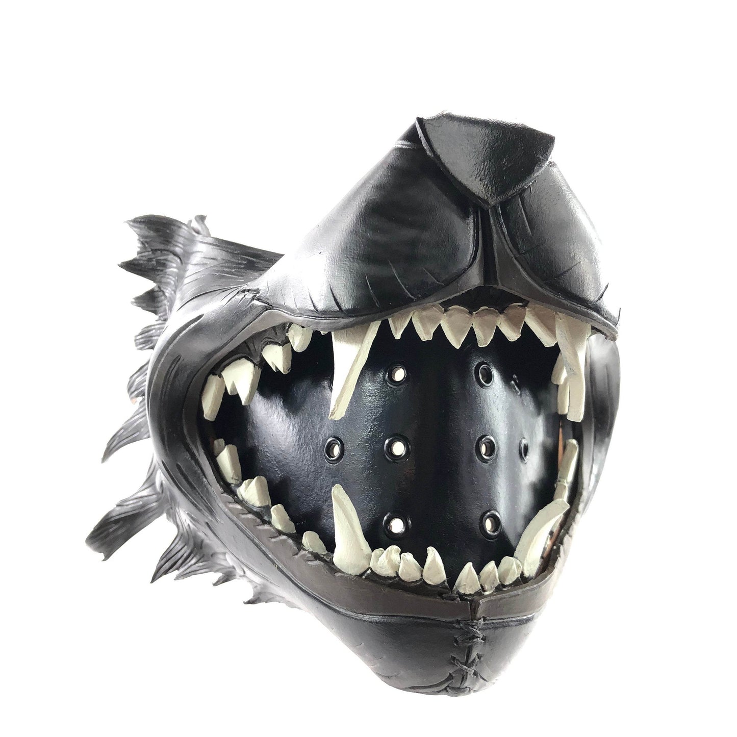 Black Wolf Handmade Genuine Leather Riding Mouth Mask - 