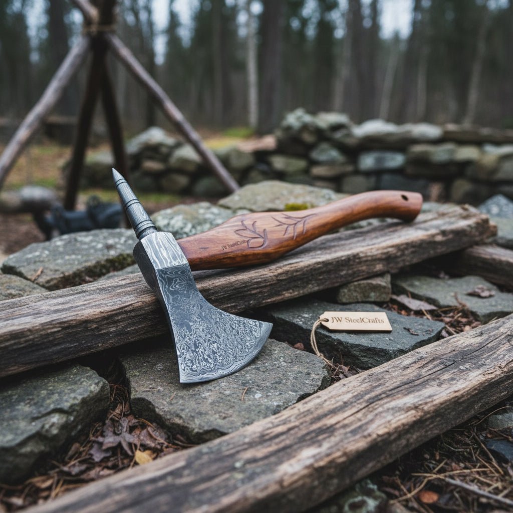 Custom Handmade 20" Damascus steel Best Bearded  Felling Hatchet Axe