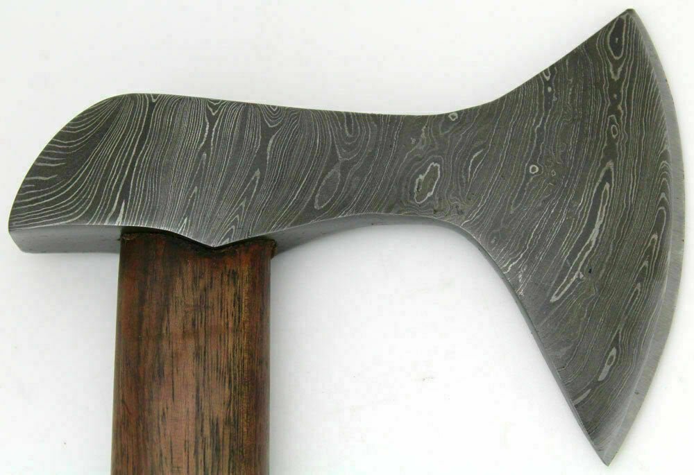 Custom Handmade Damascus Steel Burl Wood Axe Hatchet Tomahawk MB-0027
