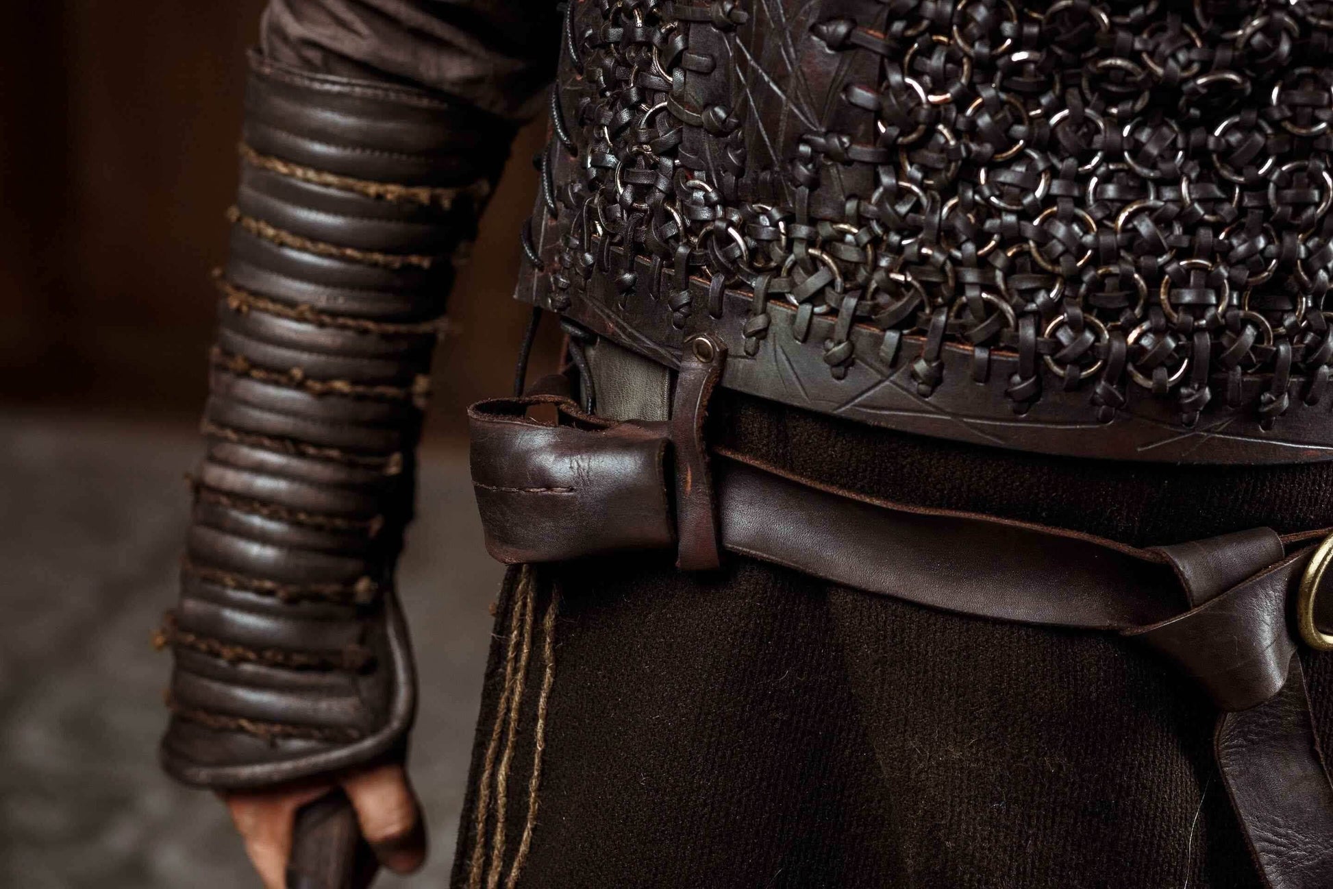 Ragnar medieval leather bracers (Vikings s2) - for one hand