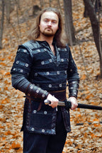 Medieval leather bracers for Larp - brown (as pictured) / For two hands