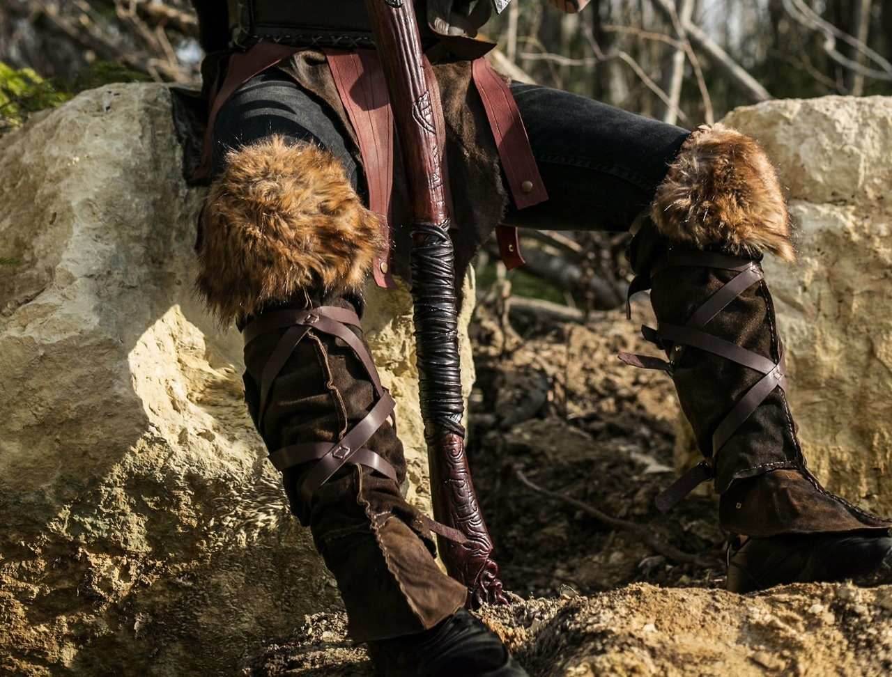 Medieval greaves with fur - 5