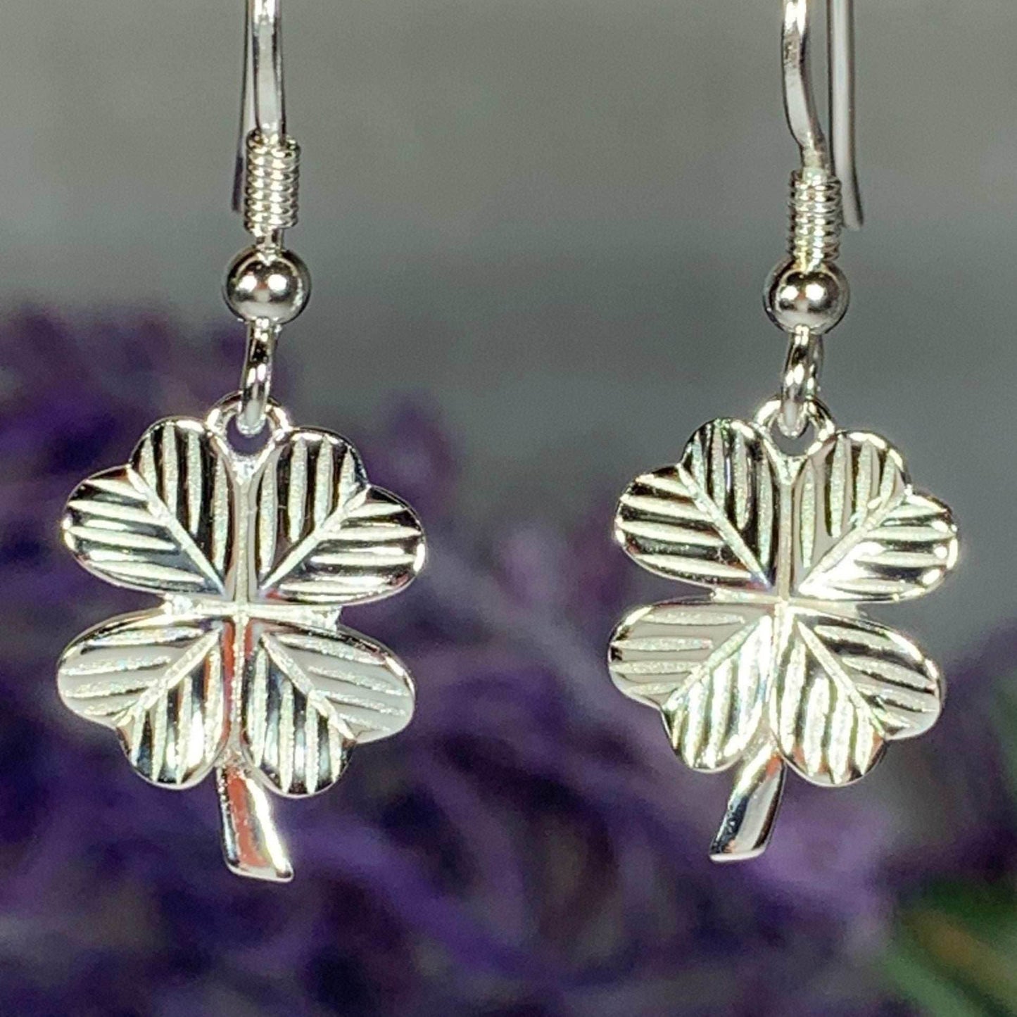 Wee Shamrock Silver Earrings - 