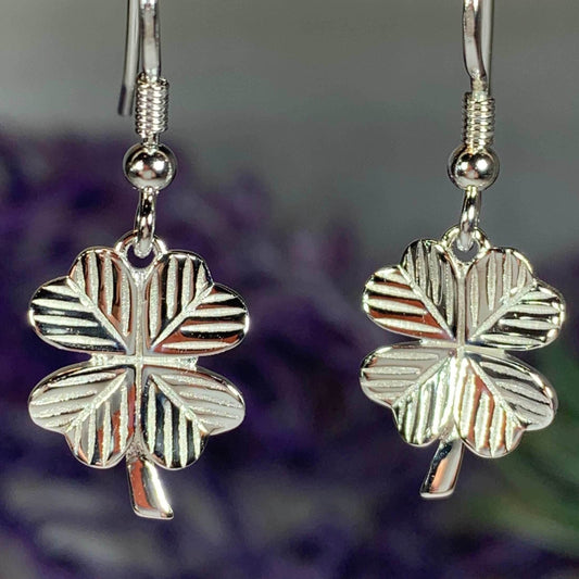 Wee Shamrock Silver Earrings - 