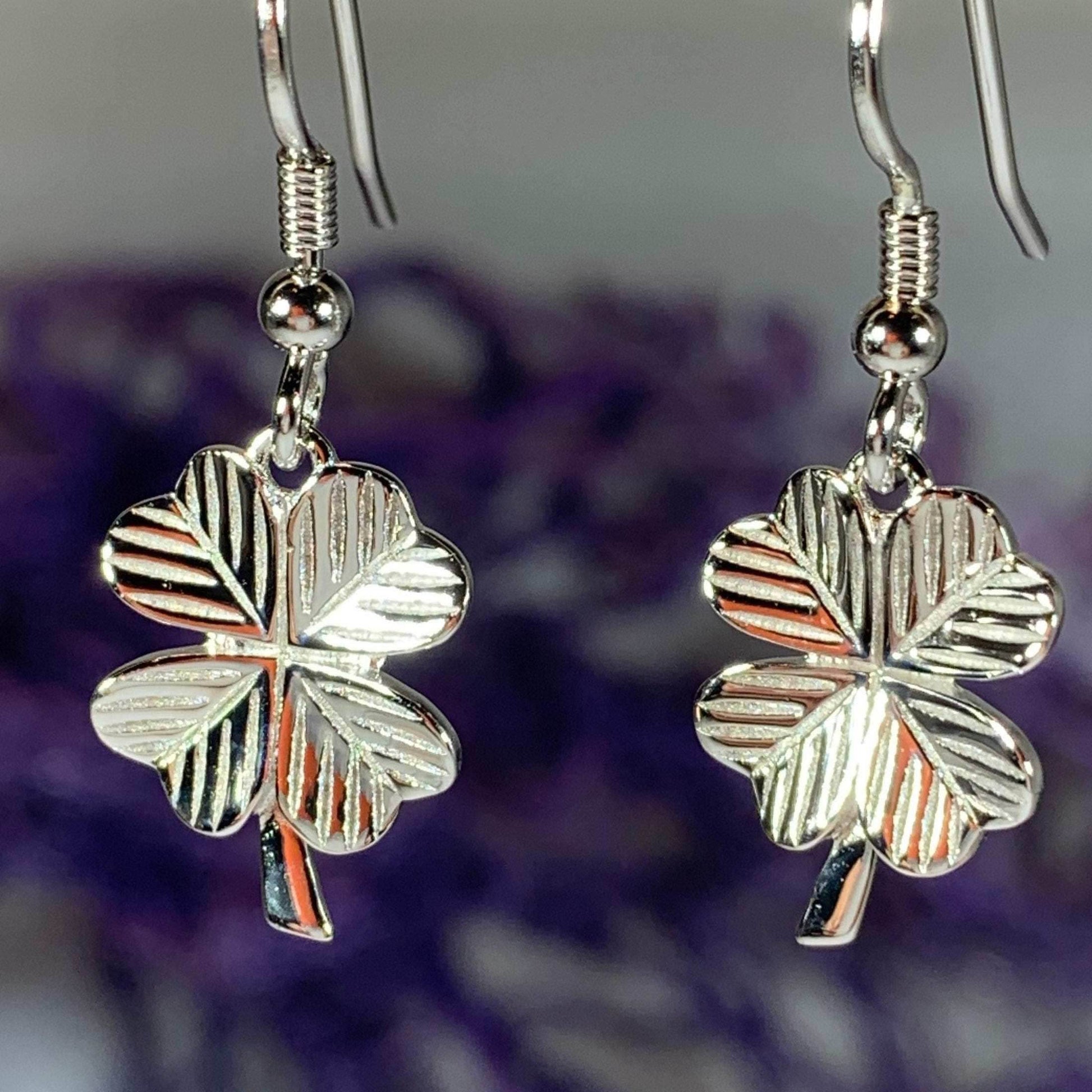 Wee Shamrock Silver Earrings - 