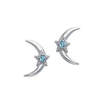 Moon & Stars Post Earrings - Amethyst