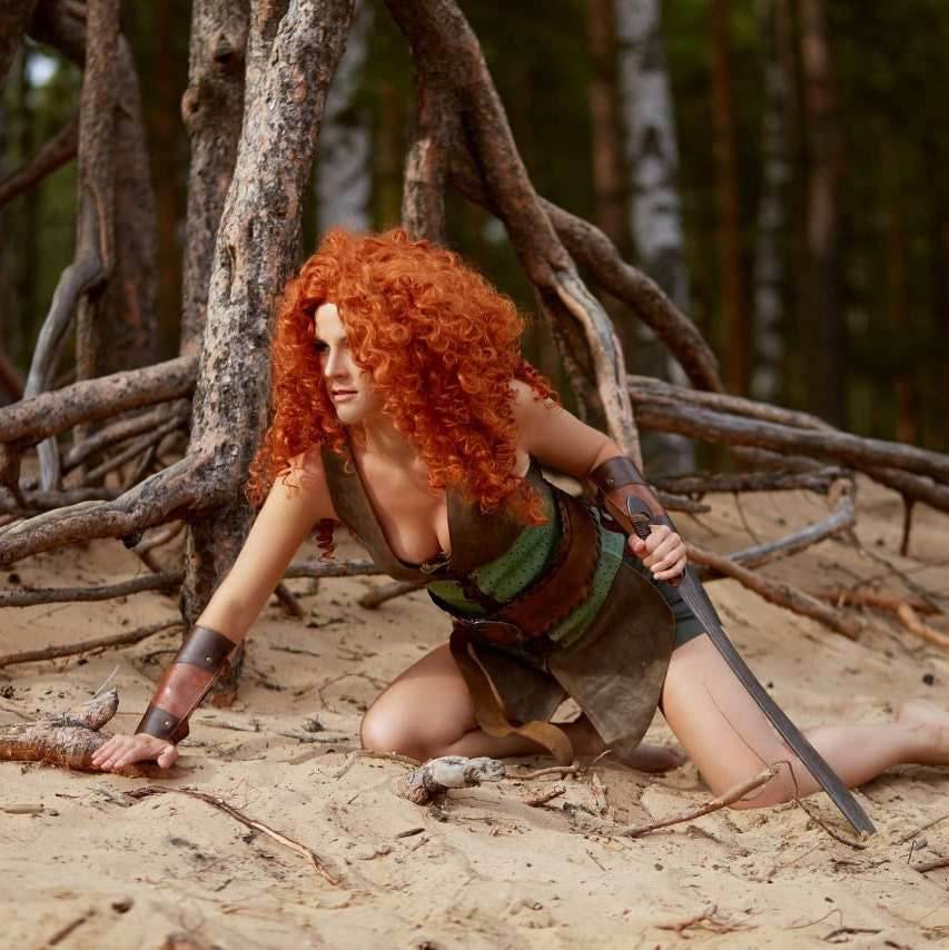 Women's Amazon leather costume - Only tunic / XXS