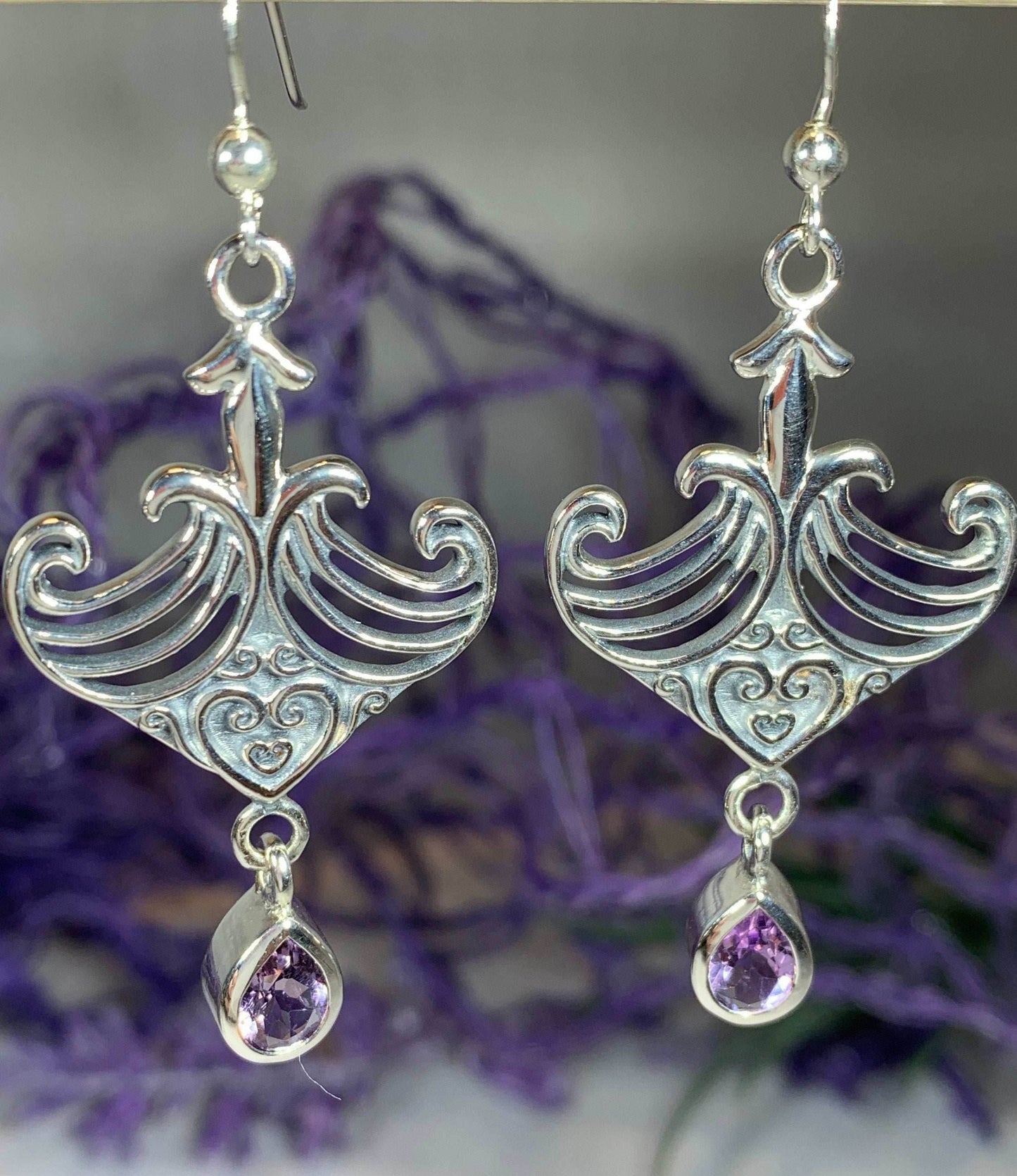 Elegant Celtic Viking Earrings - Garnet