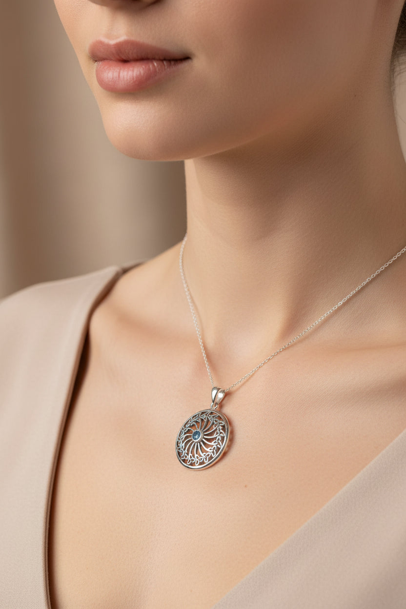Wheel of Life Trinity Knot Necklace