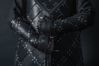 Medieval leather bracers with hand protection - for one hand