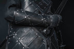 Medieval leather bracers with hand protection - for one hand