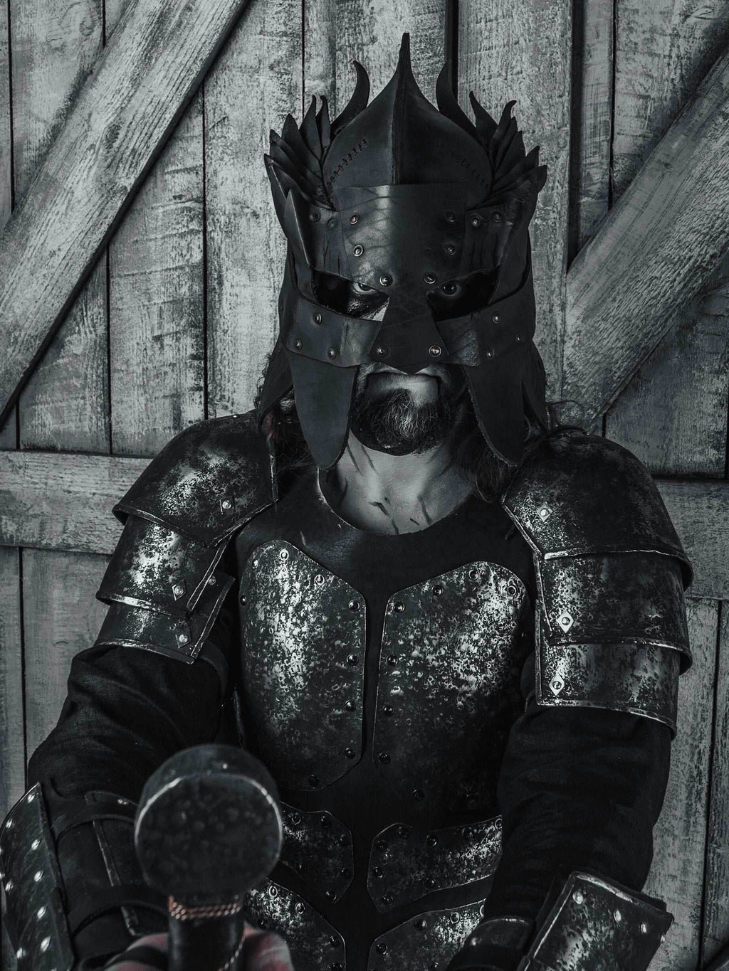 Viking battle helmet (Head Hunter) - XS / Brown (as on foto)