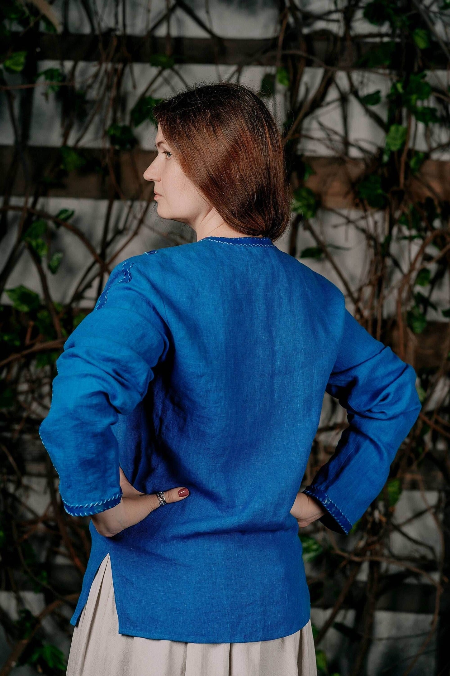 Viking medieval blue tunic - S