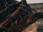 Medieval leather bracers for Larp - Brown (like foto) / For one hand