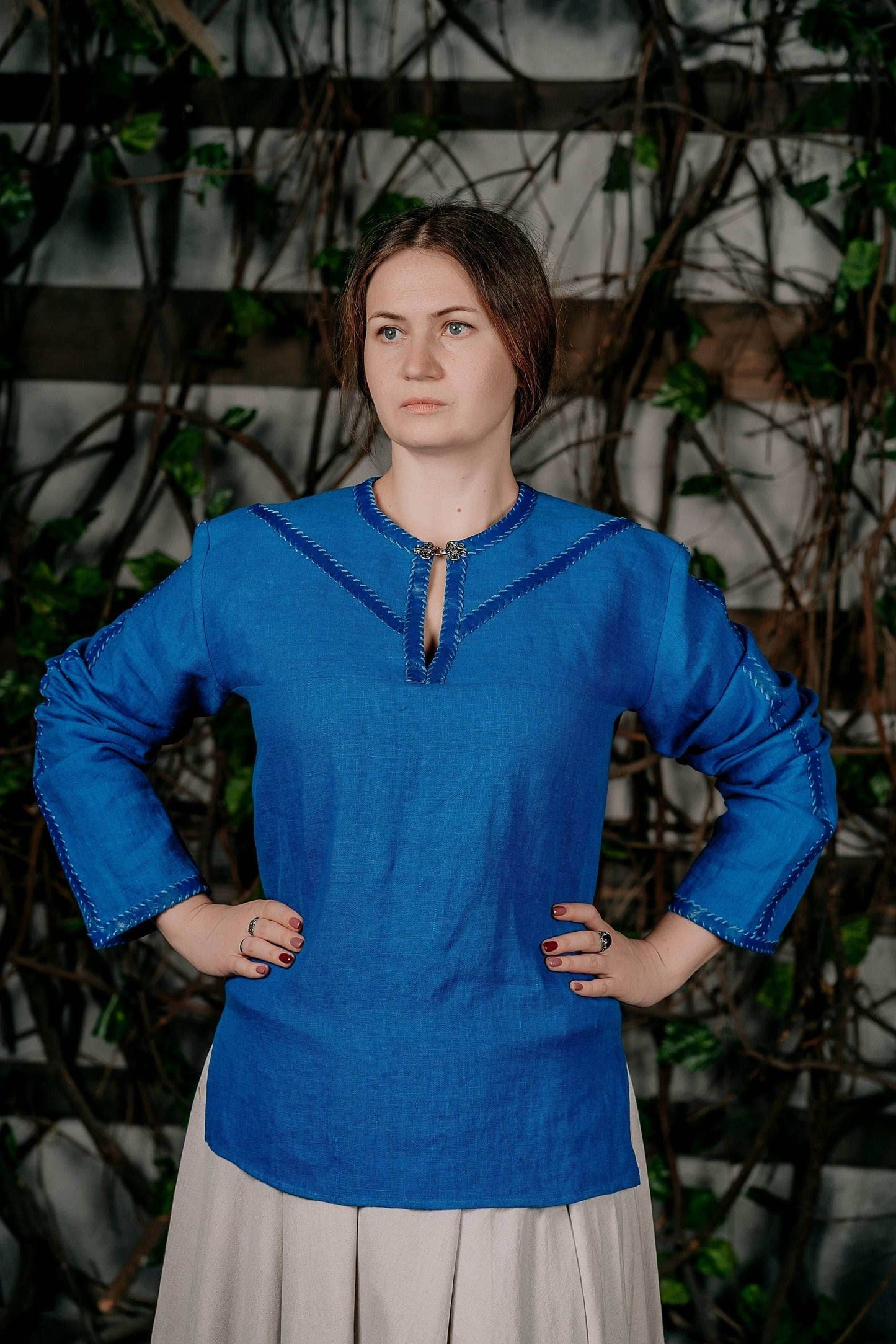 Viking medieval blue tunic - S