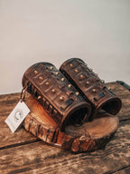 Medieval viking bracers - for one hand / brown (as on photo)