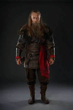 Assassin leather low boots + greaves with fur - brown (lie photo) / 5