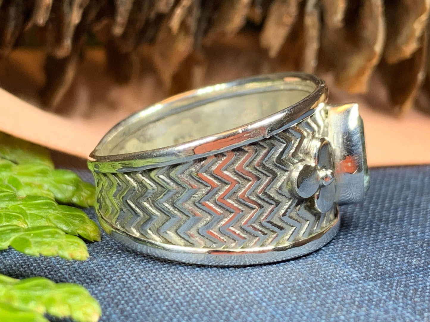 Celtic Flower Ring - 7 / Blue Topaz