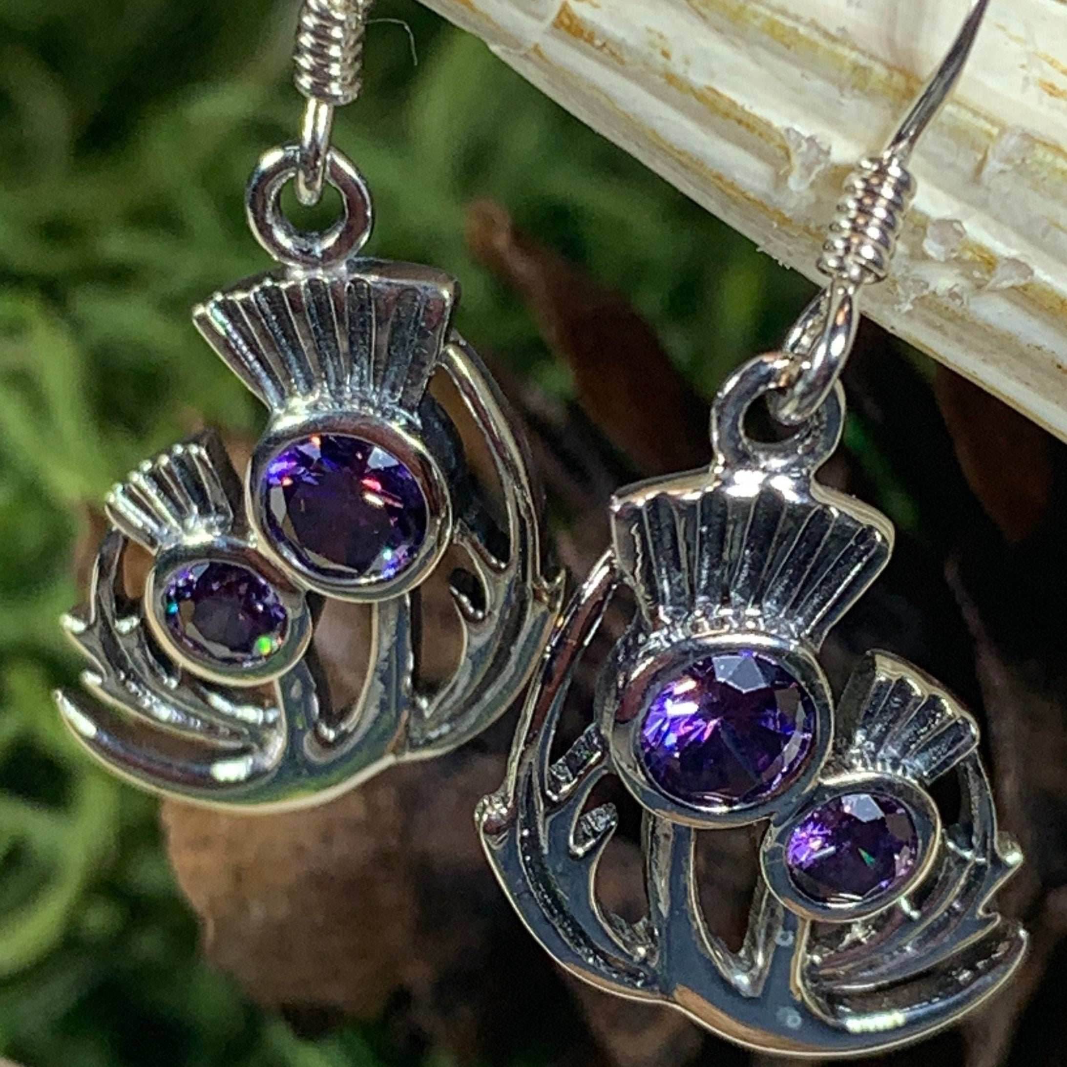 Bonnie Thistle Amethyst Earrings - Faceted