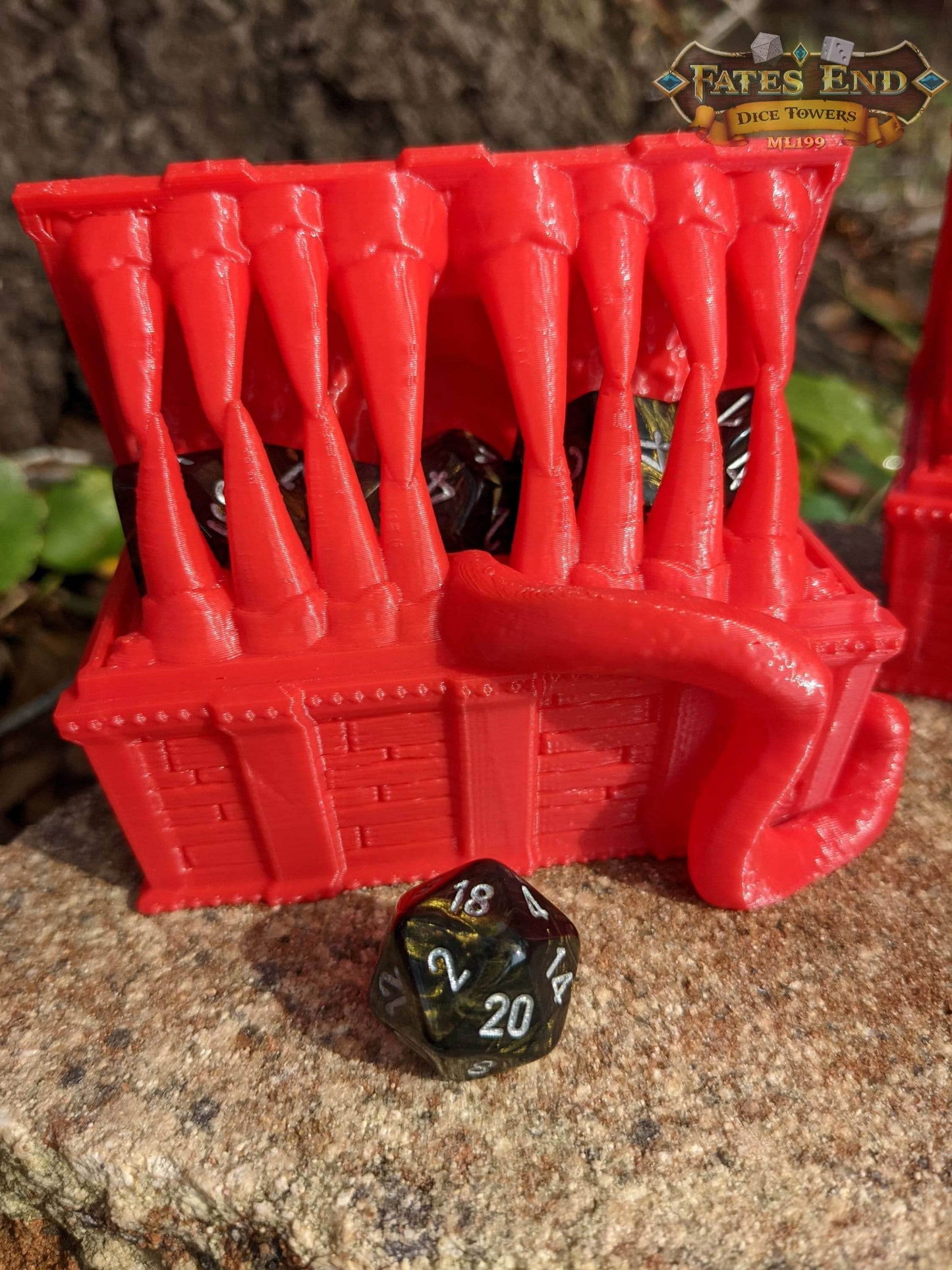 Mimic 3D Printed Dice Jail | RPG Dice Vault | D20 Box | Player Gift - Fate's End Collection - Beware this Treasure Chest Adventurers! - Black / Yes- Include Random Dice Set