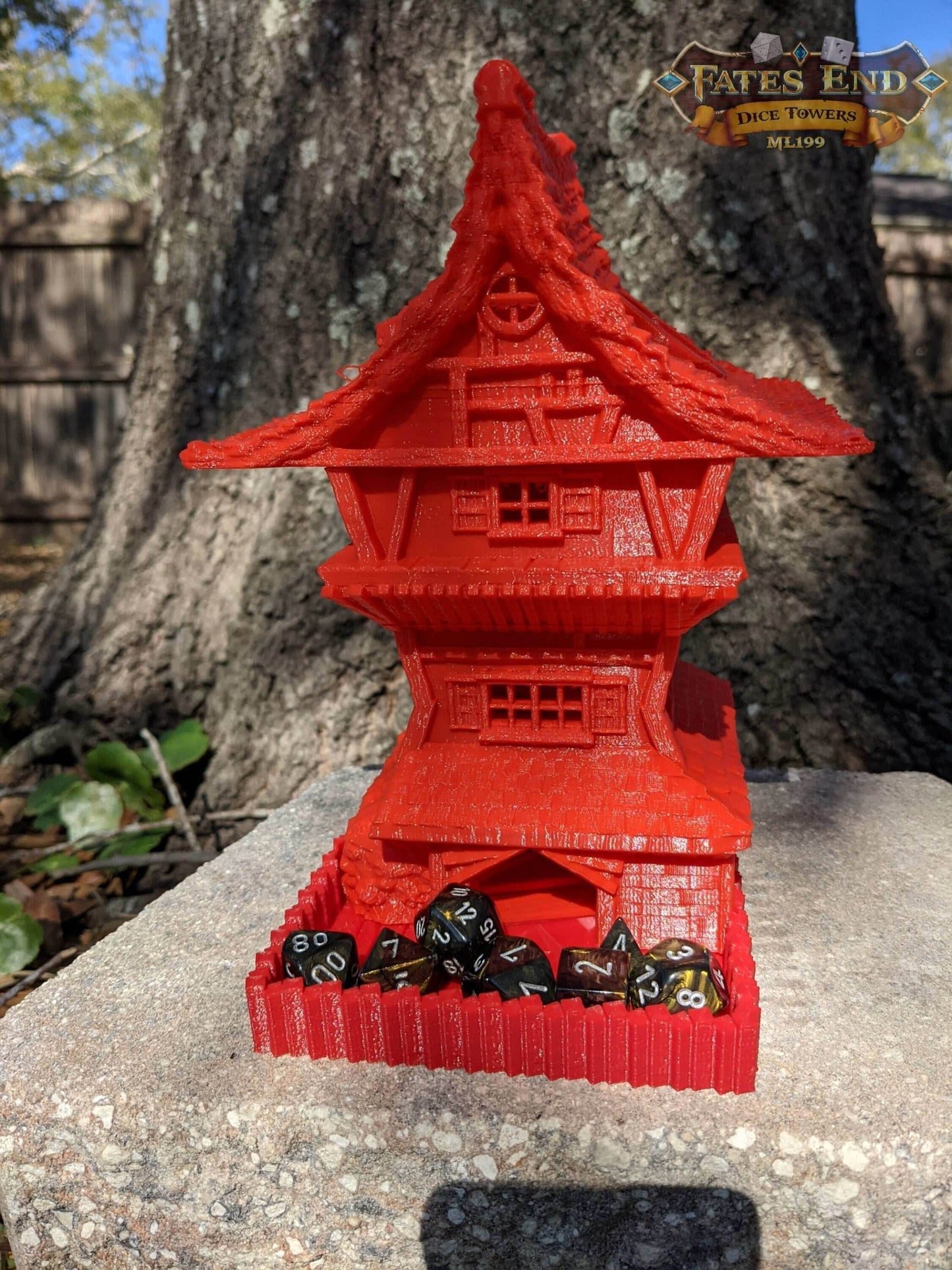 Rogue Class 3D Printed Dice Tower-Fate's End - Tabletop RPG Gaming Fantasy Cosplay - Where Shadows Conceal Destiny's Roll! - Black / Yes- Include Random Dice Set