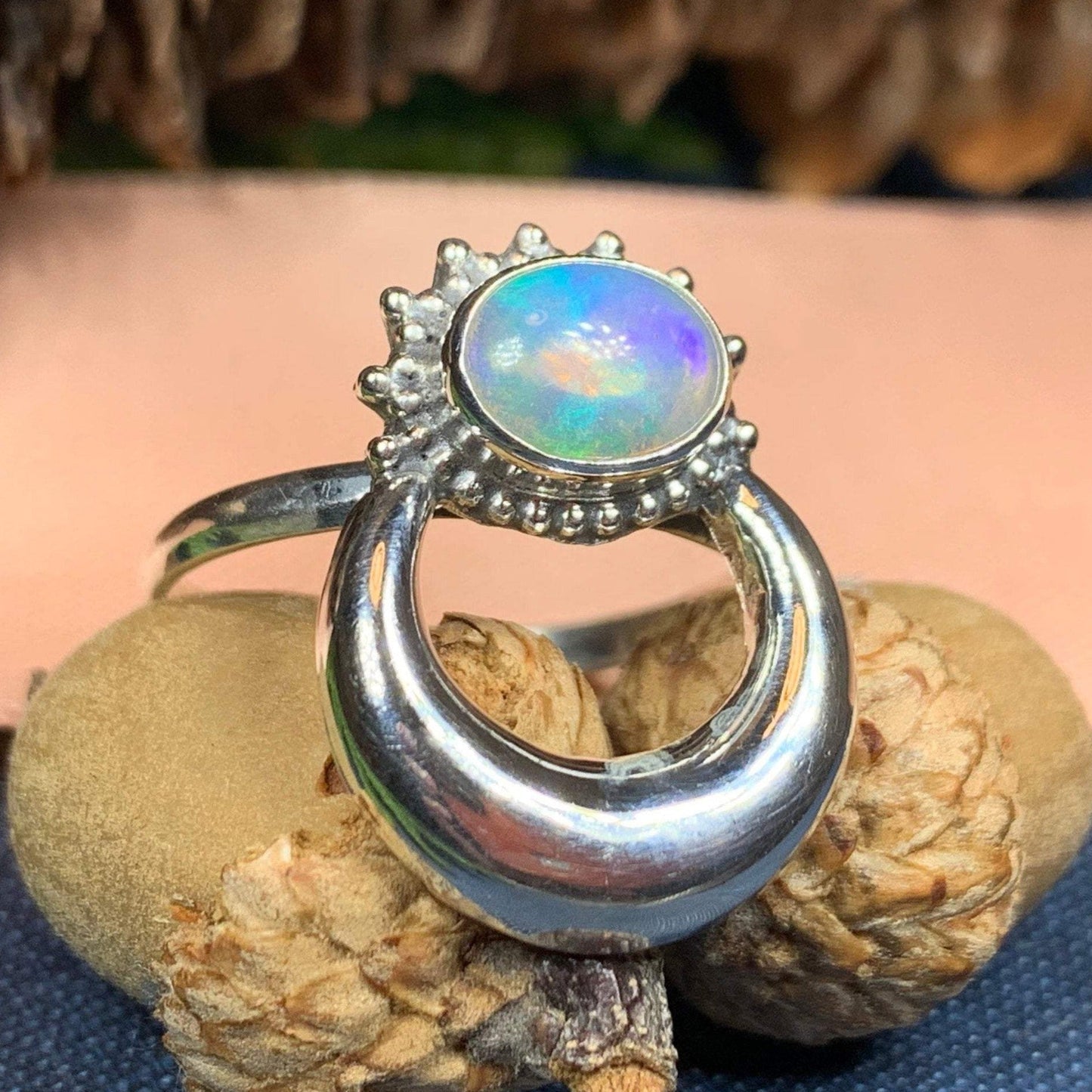 Radiant Crescent Moon Ring