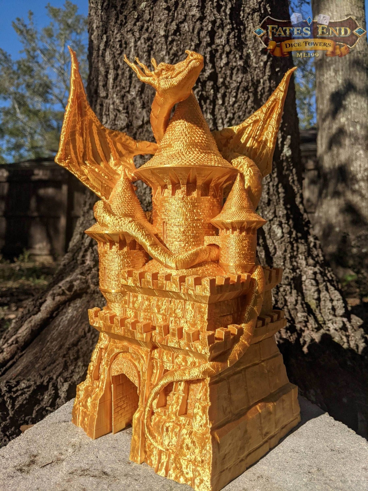 Dragon Dice Tower - Fate's End Collection - Ignite Epic Adventures with the Breath of Mythical Beasts! - Black / Yes- Include Random Dice Set