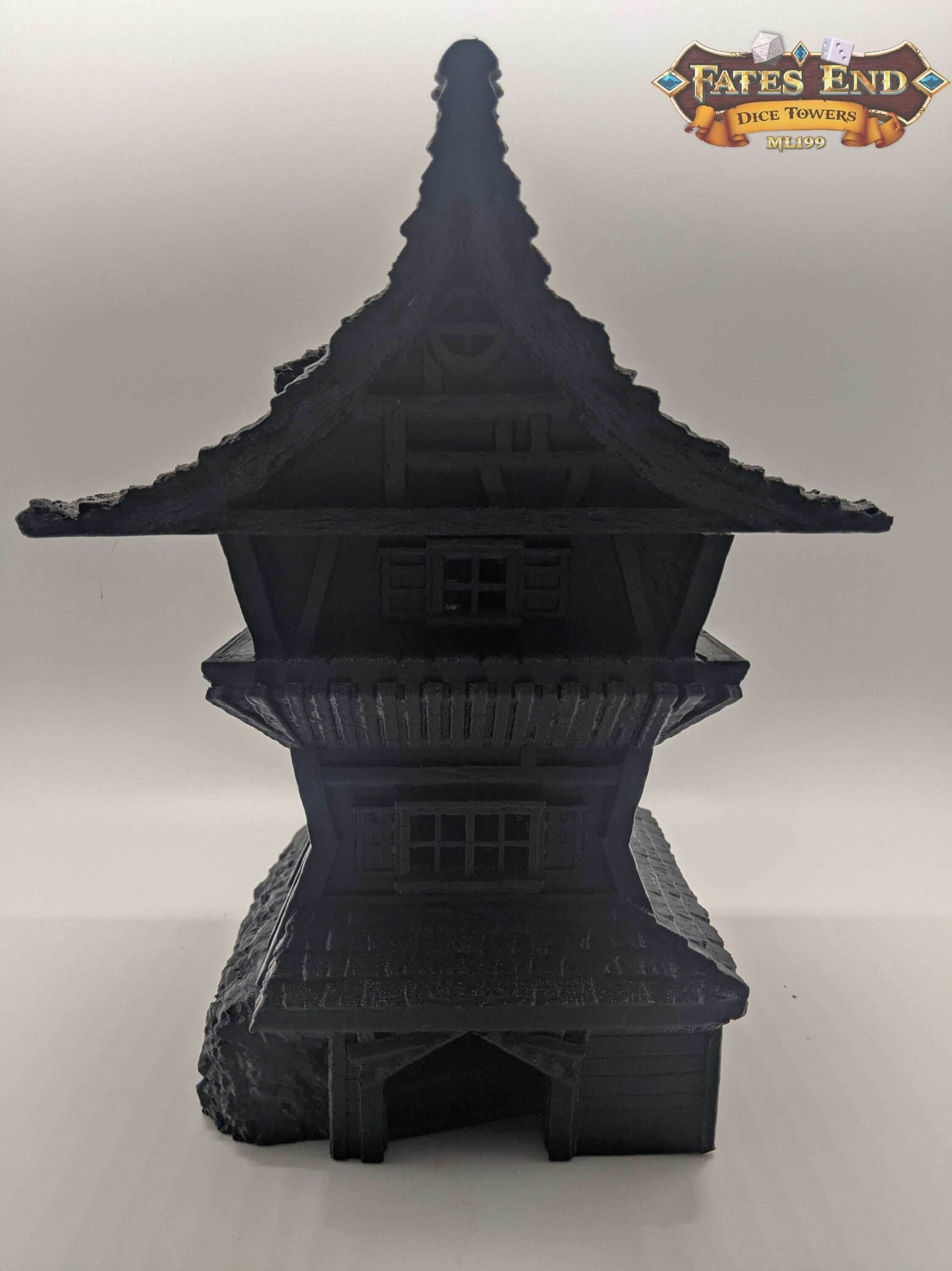 Rogue Class 3D Printed Dice Tower-Fate's End - Tabletop RPG Gaming Fantasy Cosplay - Where Shadows Conceal Destiny's Roll! - Black / Yes- Include Random Dice Set