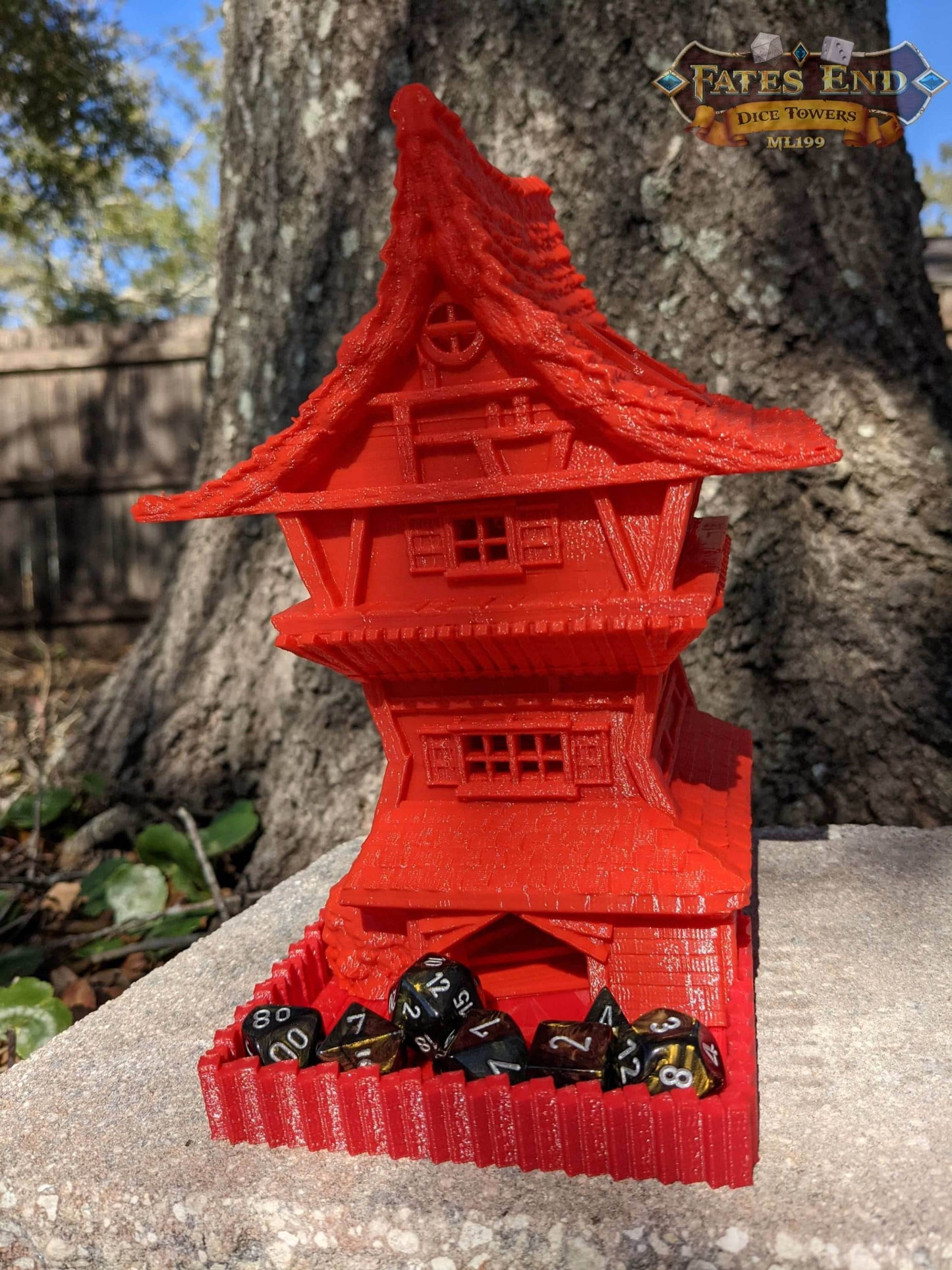 Rogue Class 3D Printed Dice Tower-Fate's End - Tabletop RPG Gaming Fantasy Cosplay - Where Shadows Conceal Destiny's Roll! - Black / Yes- Include Random Dice Set