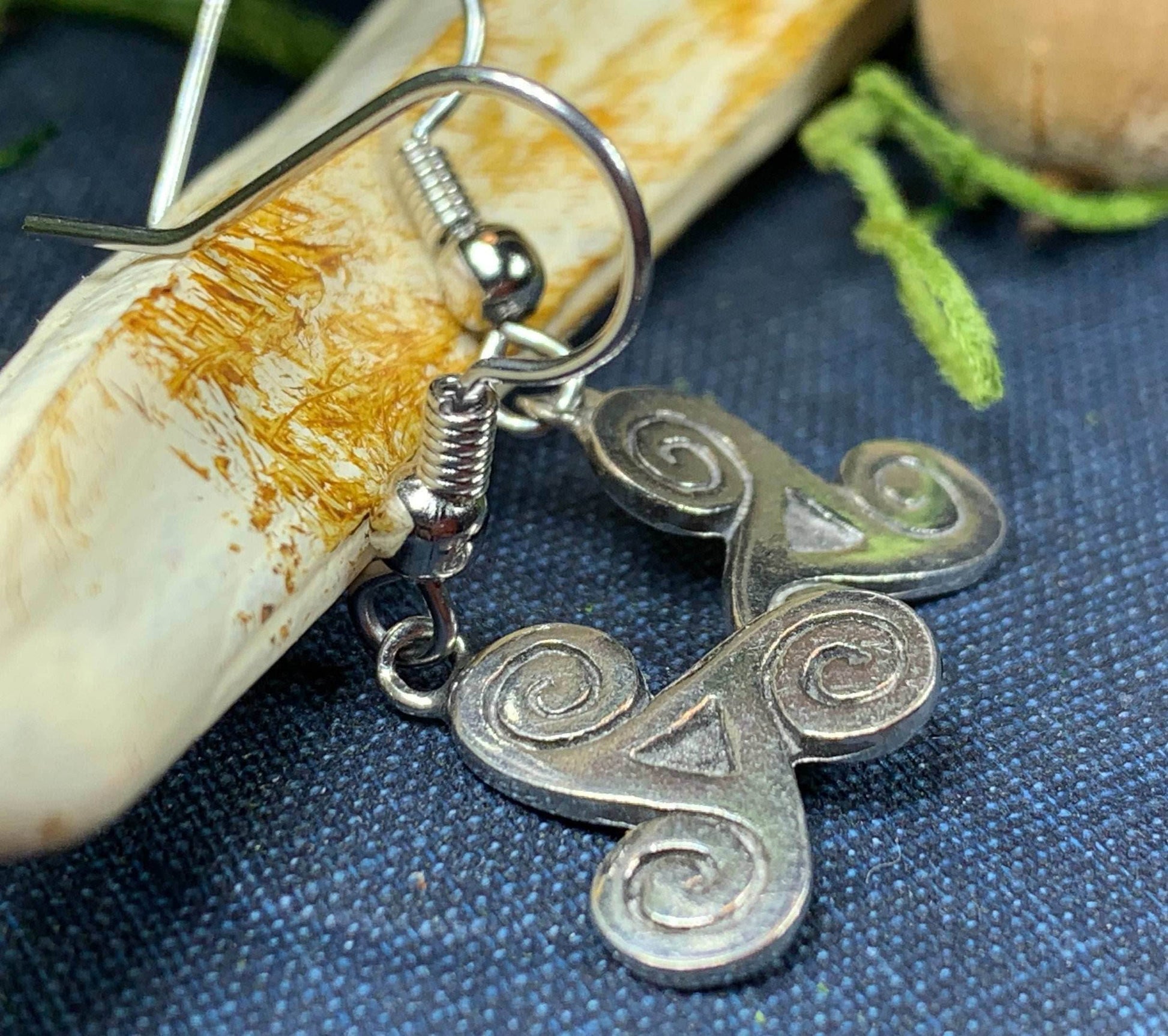 Pewter Triple Spiral Earrings - 
