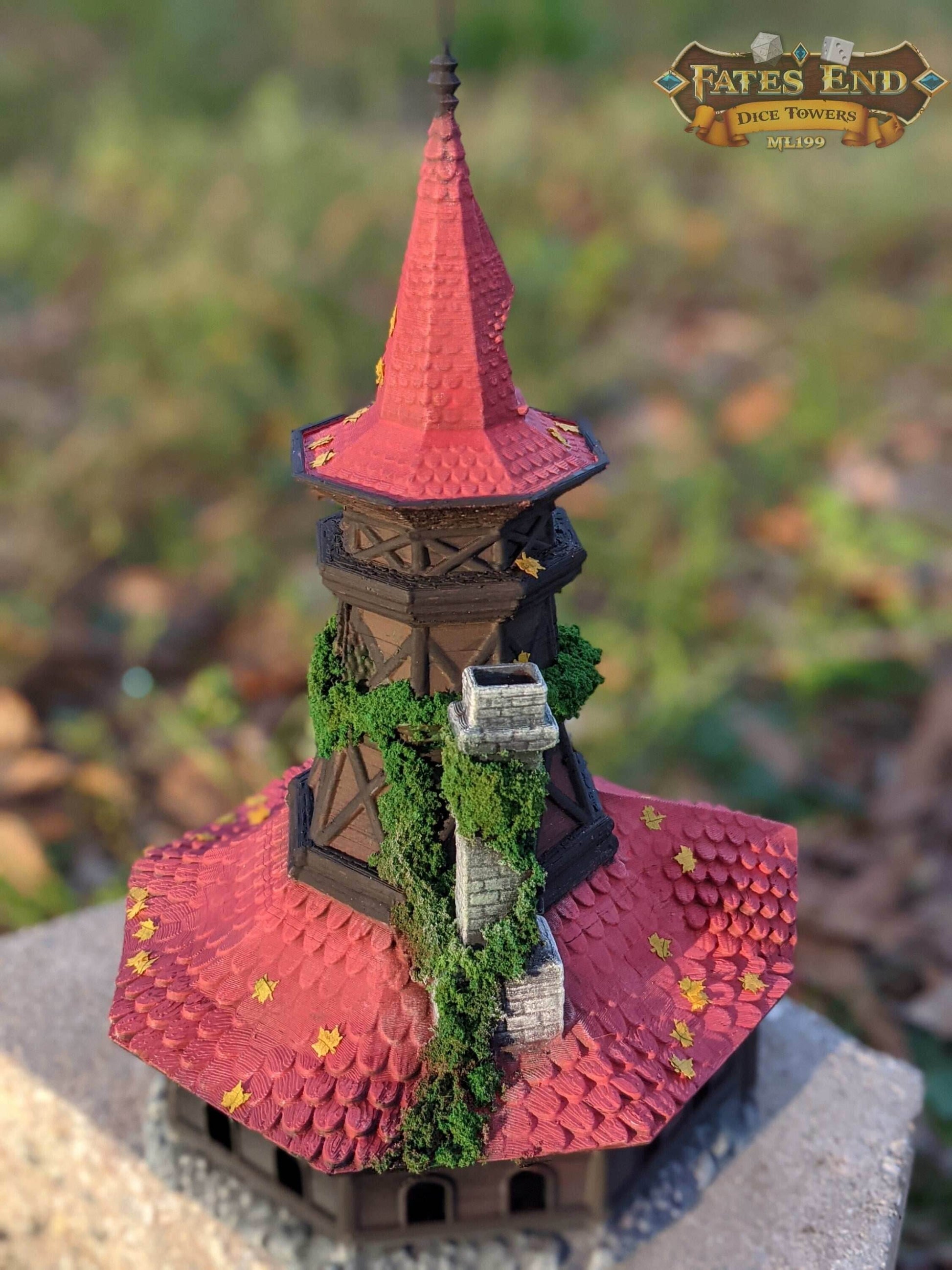Bard Class 3D Printed RPG Dice Tower - Fate's End Collection - Serenade the Dice Gods with Melodious Rolls and Tales of Epic Adventures. - Black / Yes- Include Random Dice Set