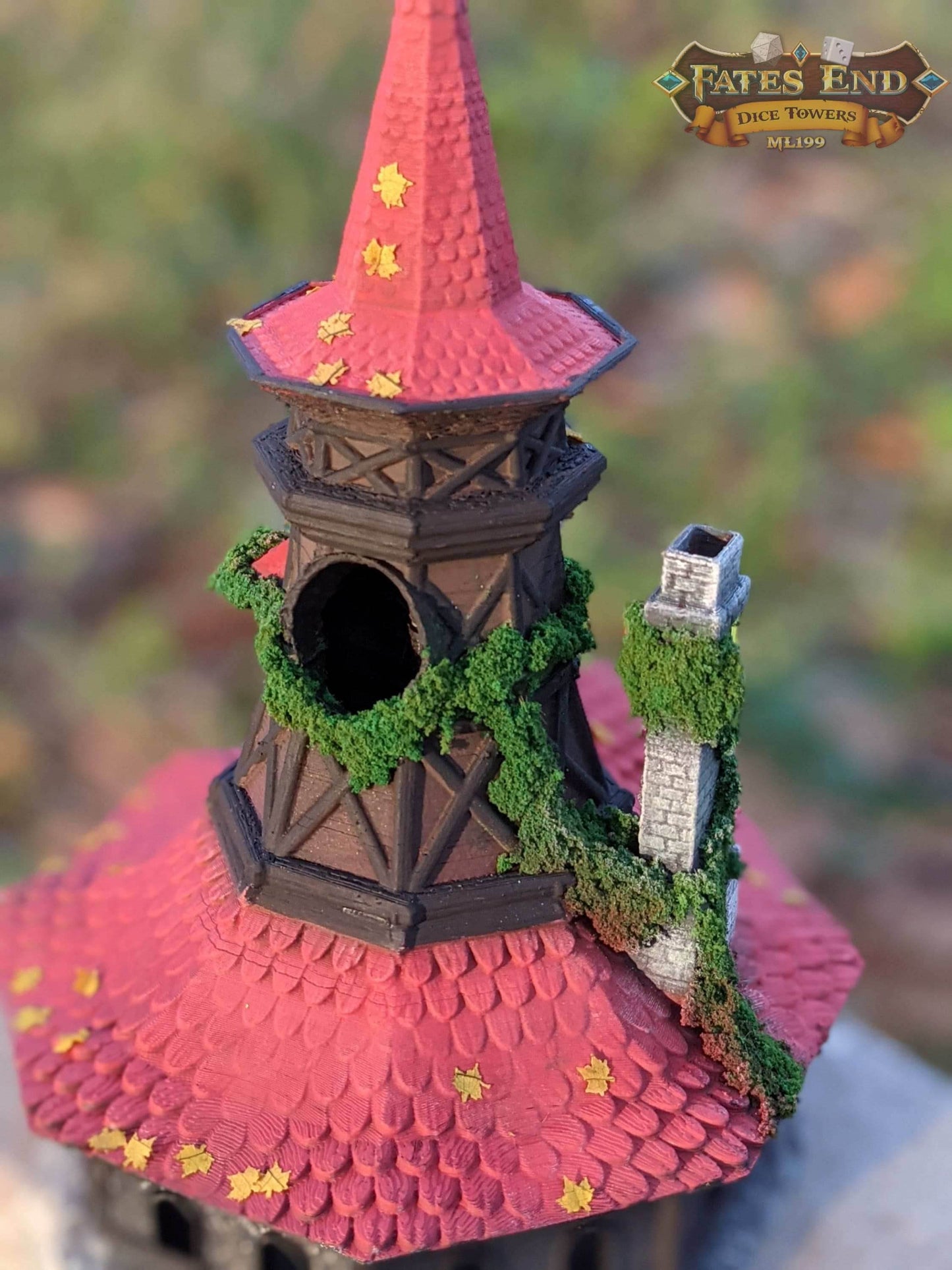 Bard Class 3D Printed RPG Dice Tower - Fate's End Collection - Serenade the Dice Gods with Melodious Rolls and Tales of Epic Adventures. - Black / Yes- Include Random Dice Set