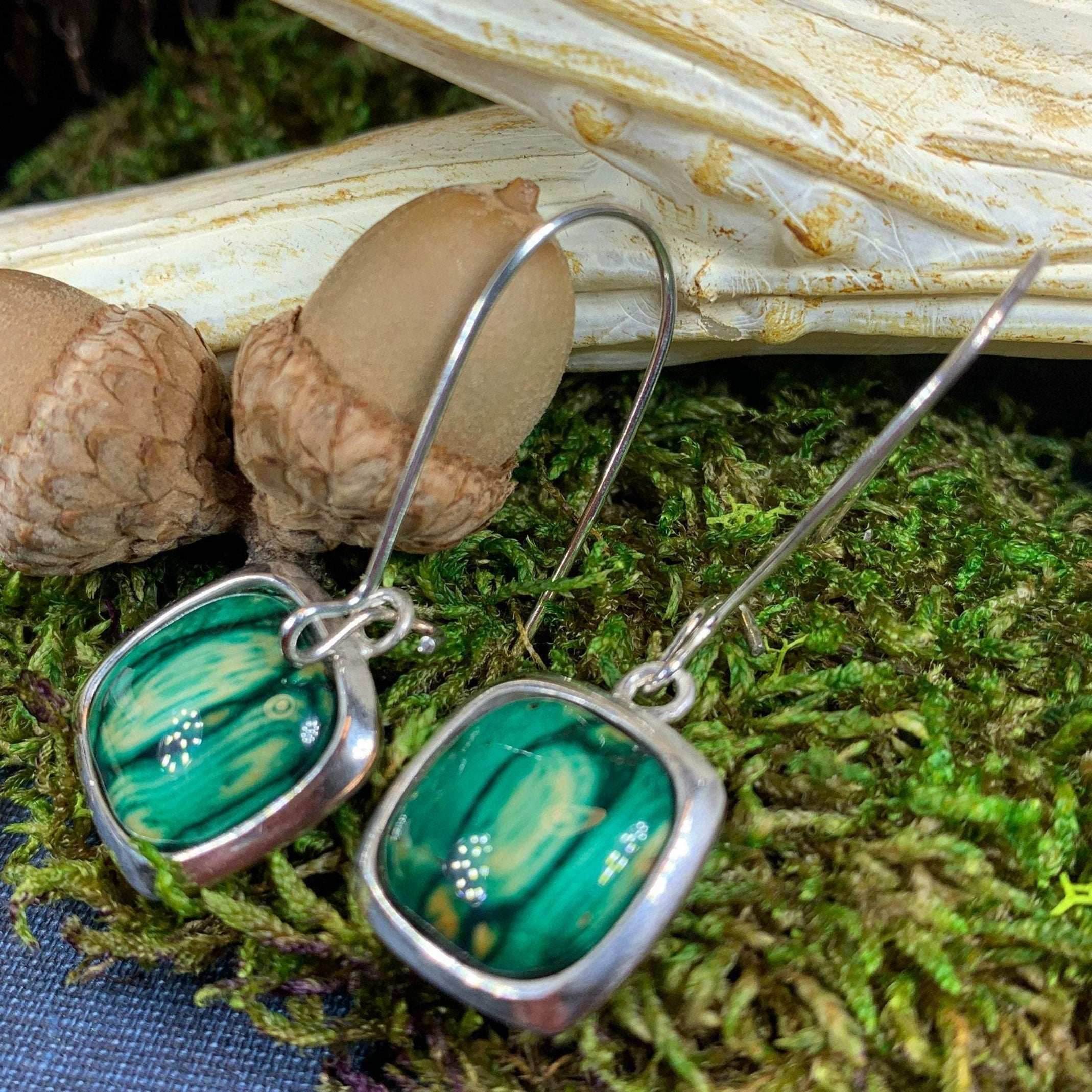 Heathergems Celtic Square Earrings - Green