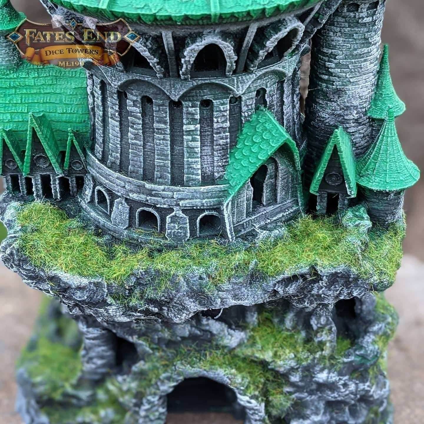 Sorcerer Class 3D Printed Dice Tower - Fate's End Collection - Tabletop RPG Gaming Fantasy Cosplay - Step into the realm of arcane energies. - Black / Yes- Include Random Dice Set