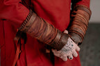 Medieval leather bracers for Larp - brown (as pictured) / For two hands