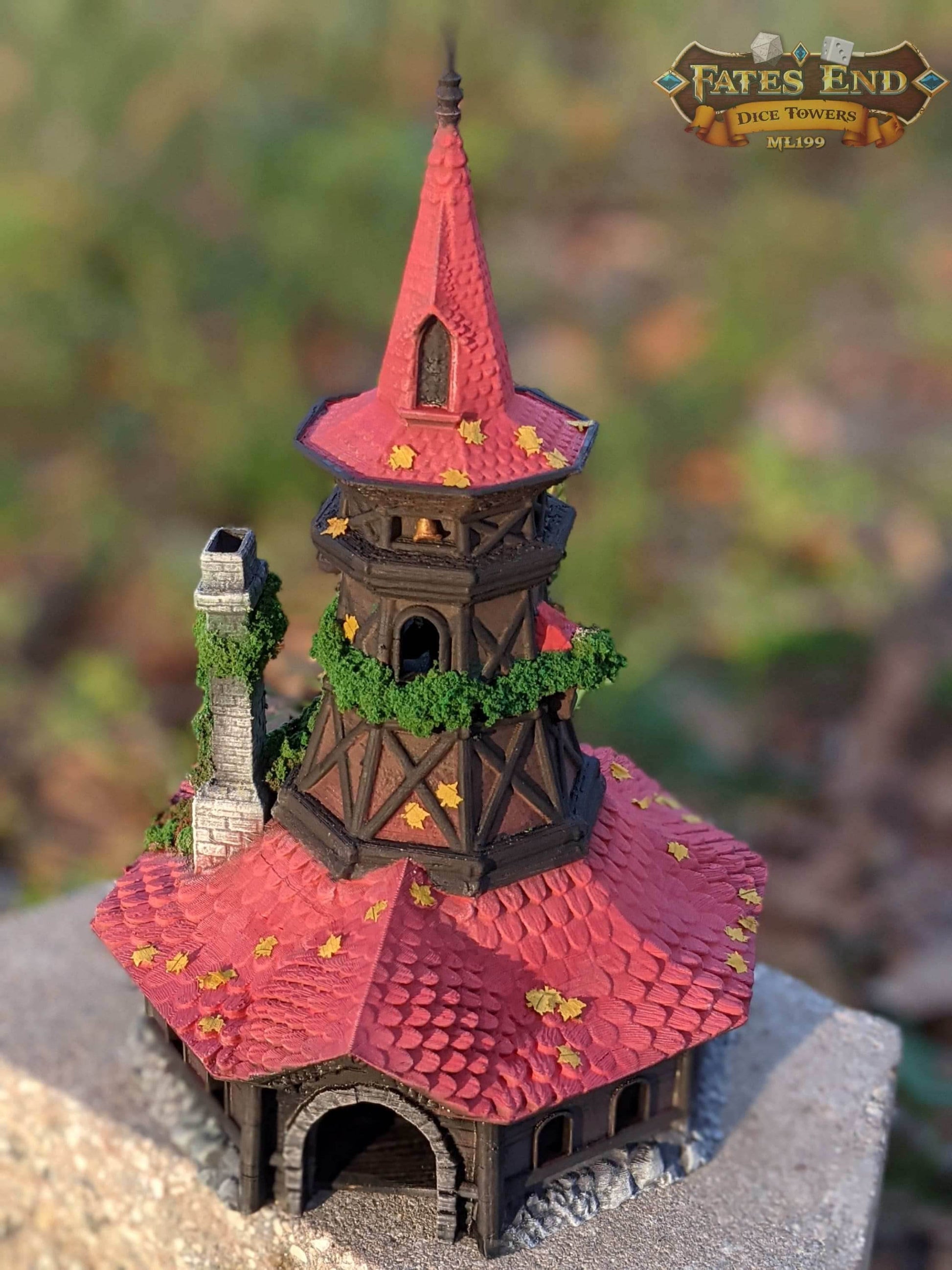 Bard Class 3D Printed RPG Dice Tower - Fate's End Collection - Serenade the Dice Gods with Melodious Rolls and Tales of Epic Adventures. - Black / Yes- Include Random Dice Set