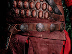 Medieval leather belt with metal plates - brown (like on foto)