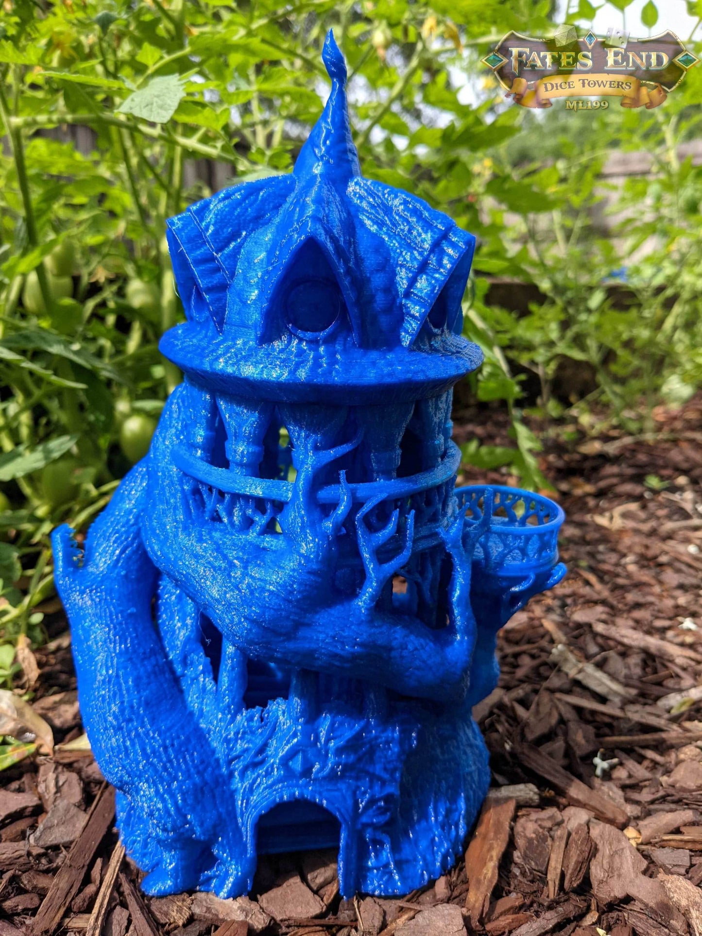 Druid 3D Printed Dice Tower - Fate's End Collection - Harness Nature's Magic and Ancient Rituals with Every Roll! - Black / Yes- Include Random Dice Set