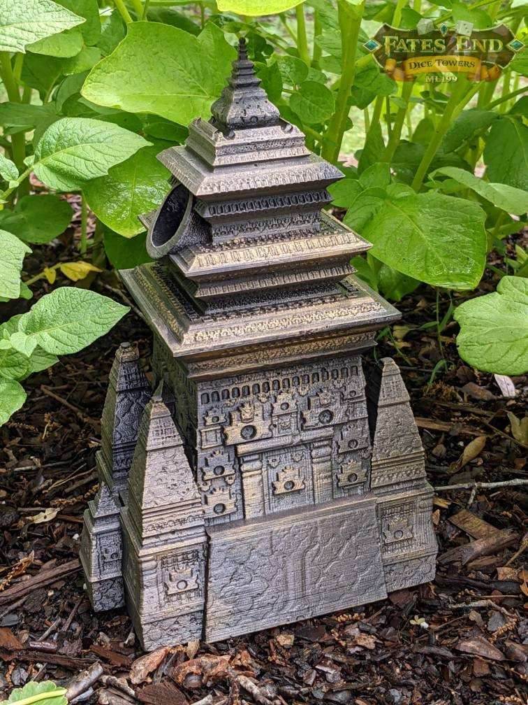 Monk 3D Printed Dice Tower- Fate's End Collection- Channel Tranquil Strength and Unwavering Focus! - Black / Yes- Include Random Dice Set