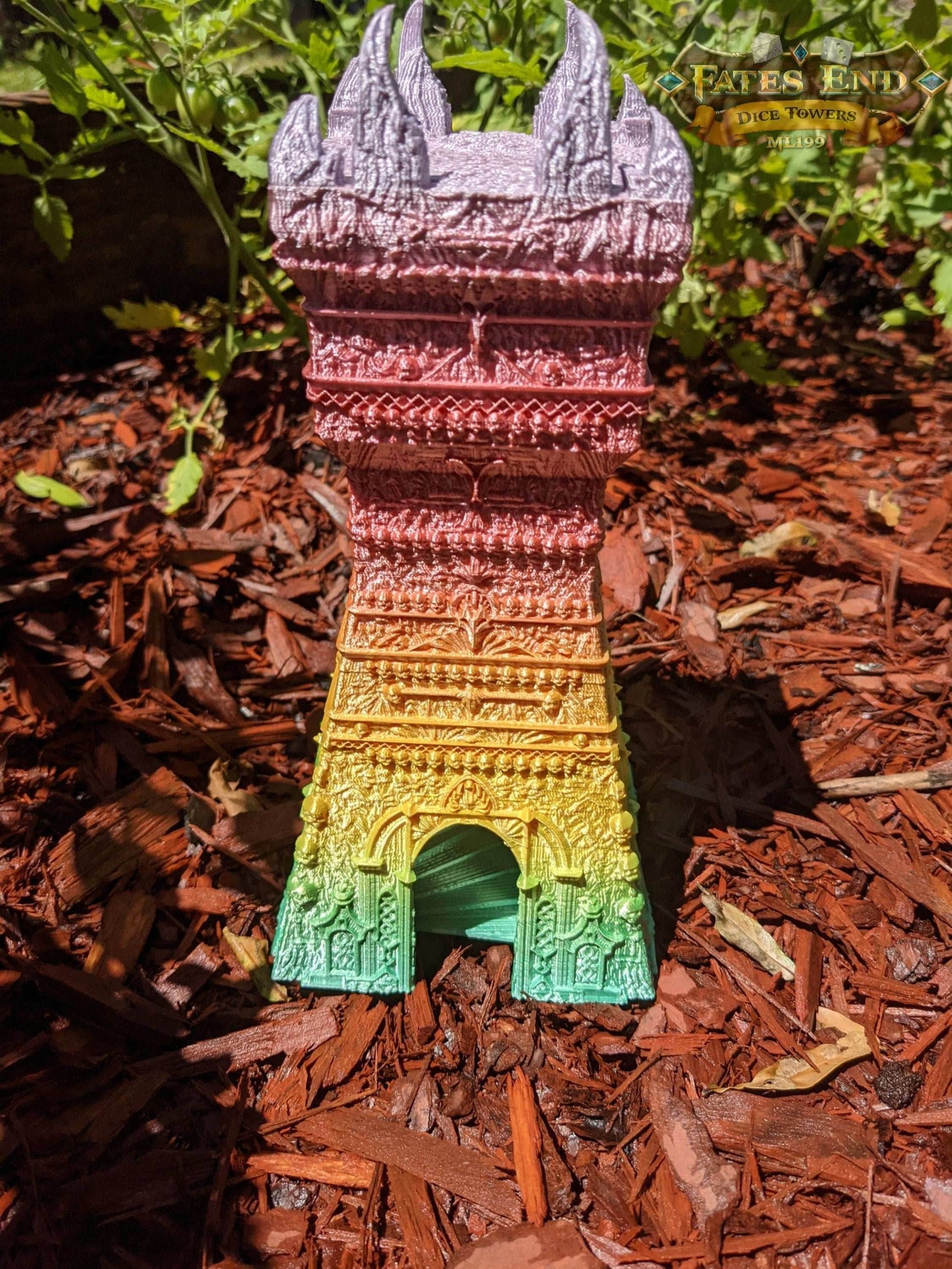 Necromancer 3D Printed Dice Tower- Fate's End Collection - Summon Rolls from the Cryptic Abyss, Commanding the Dark Arts and Undying Spirits! - Black / Yes- Include Random Dice Set