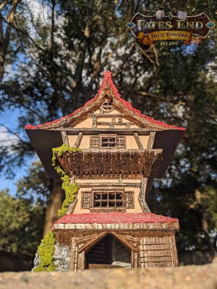 Rogue Class 3D Printed Dice Tower-Fate's End - Tabletop RPG Gaming Fantasy Cosplay - Where Shadows Conceal Destiny's Roll! - Black / Yes- Include Random Dice Set