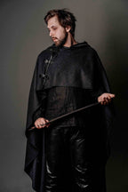 Wool cloak with hood - S