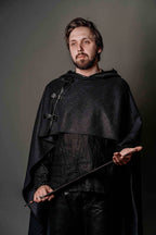 Wool cloak with hood - S