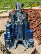Cyberpunk Dice Tower - Fate's End Collection - Navigate Neon Realities and Futuristic Fates with Every Roll! - Black / Yes- Include Random Dice Set